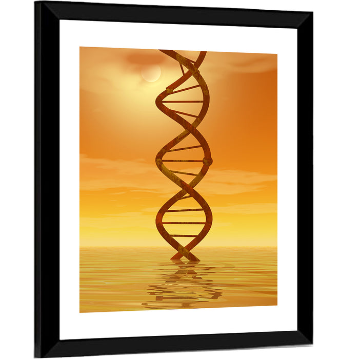 Dna Helix at Sunset Wall Art as a framed print