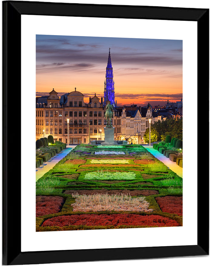 Mont Des Arts, Brussels at Dusk Wall Art as a framed print