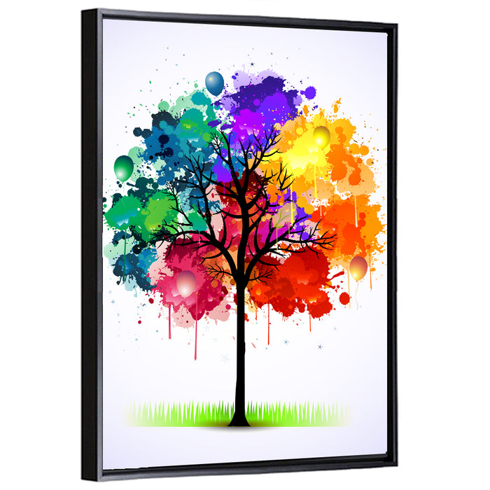 Watercolor Splash Tree Wall Art as a framed canvas