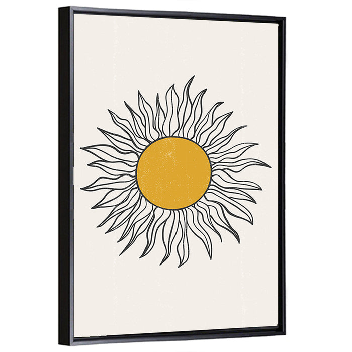 Textured Boho Sun Wall Art as a framed canvas