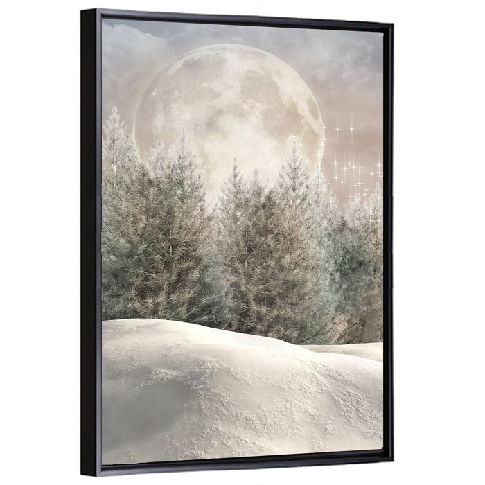Enchanted Winter Forest Wall Art as a framed canvas