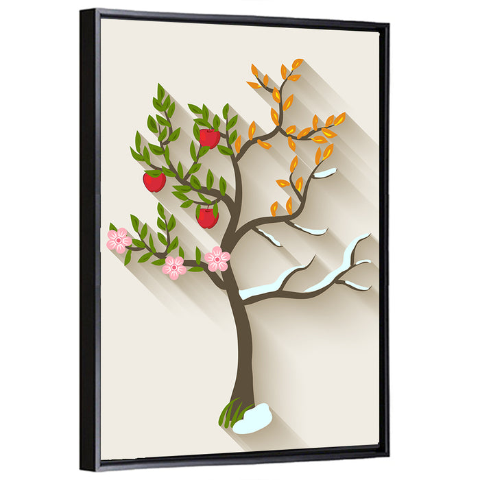 Four Seasons Tree Wall Art as a framed canvas