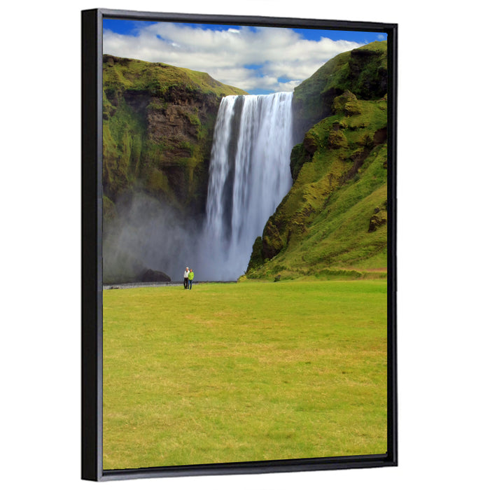 Skógafoss Waterfall Wall Art as a framed canvas