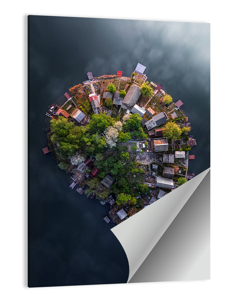 Aerial Lake Kavicsos Island Wall Art
