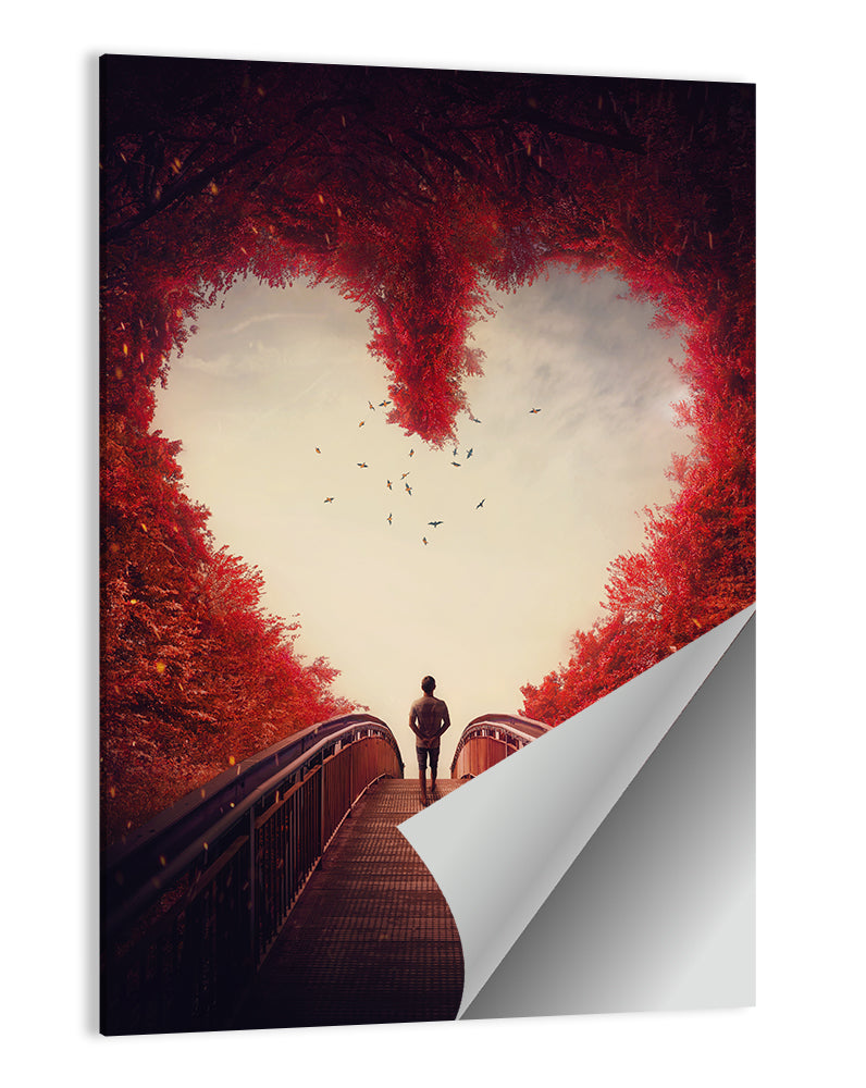 Heart Shaped Forest Path Wall Art, poster print, portrait