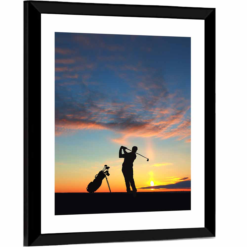 Golf Player Silhouette Wall Art