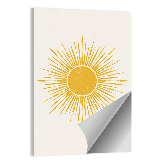 Golden Sunburst Boho Minimalist Wall Art as a poster print