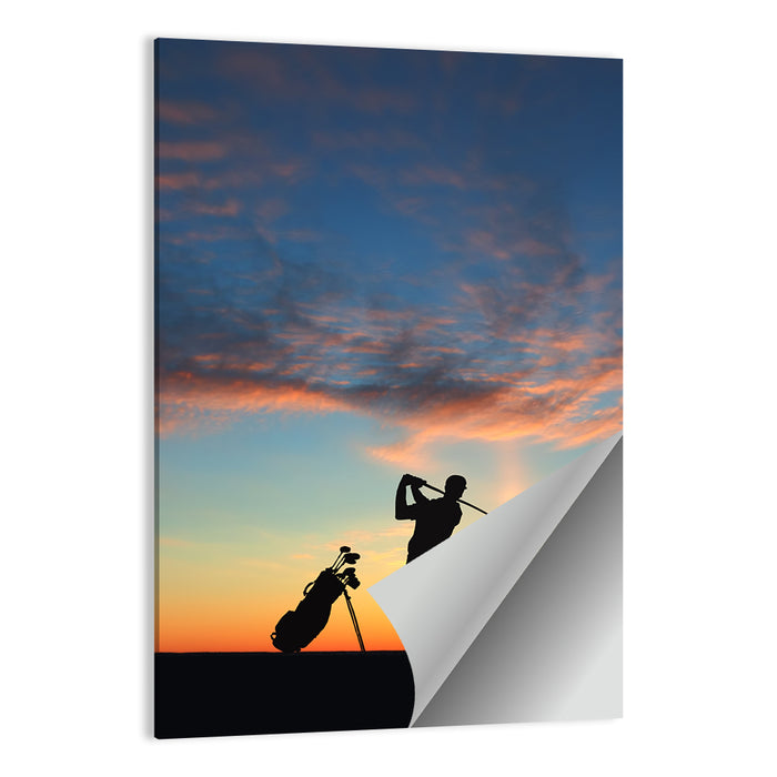 Sunset Golfer Silhouette Wall Art as a poster print