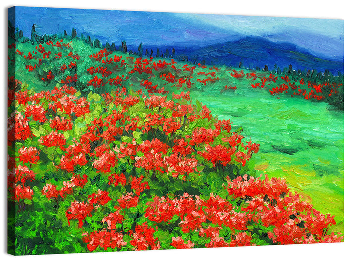 Red Wildflower Meadow Wall Art as a canvas print