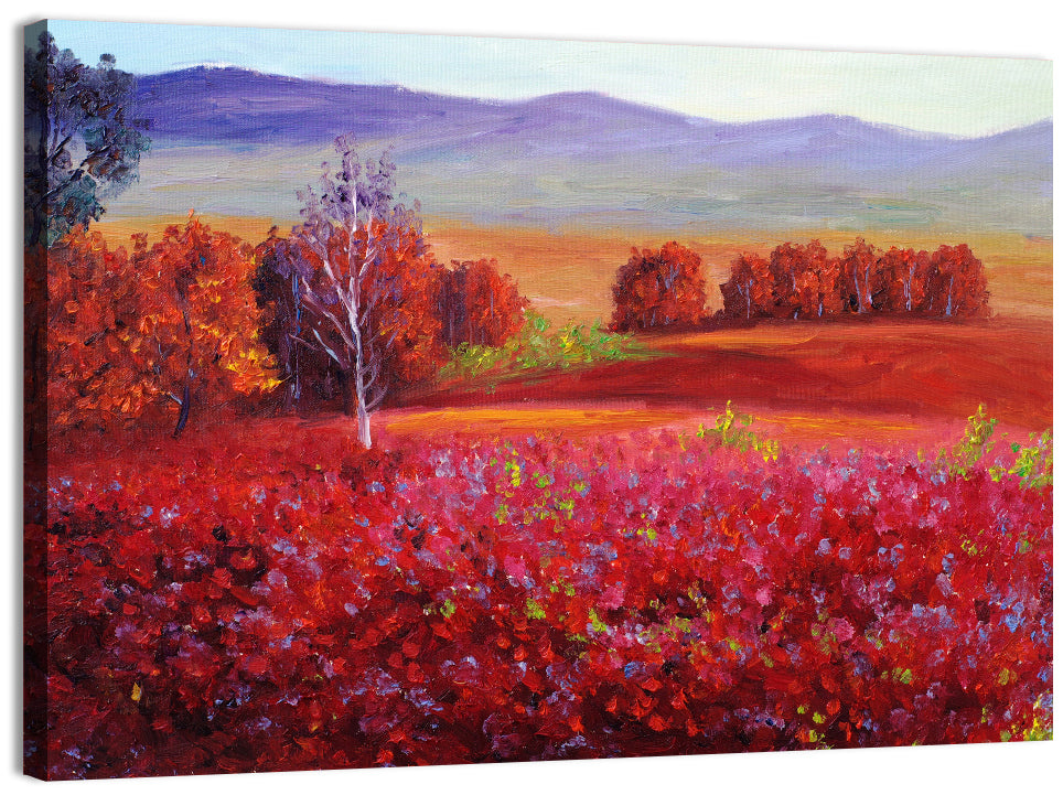 Red Autumn Abstract Wall Art