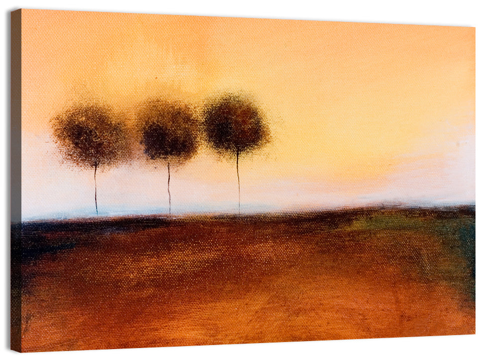 Three Trees at Dusk Wall Art, canvas print, landscape