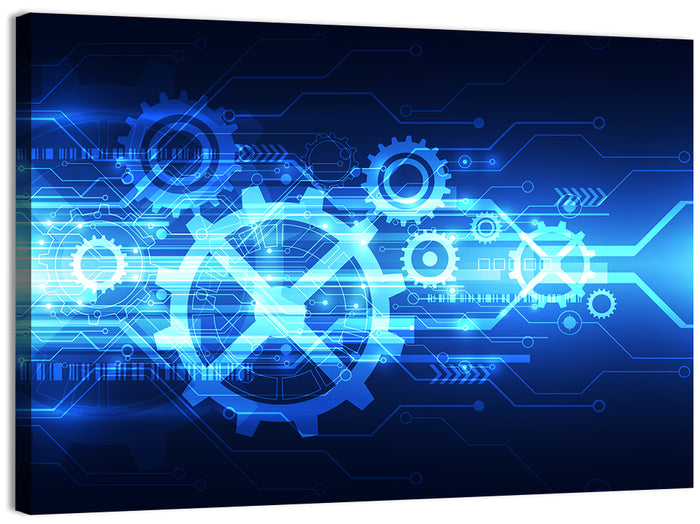 Central Gear Technology Abstract Wall Art as a canvas print