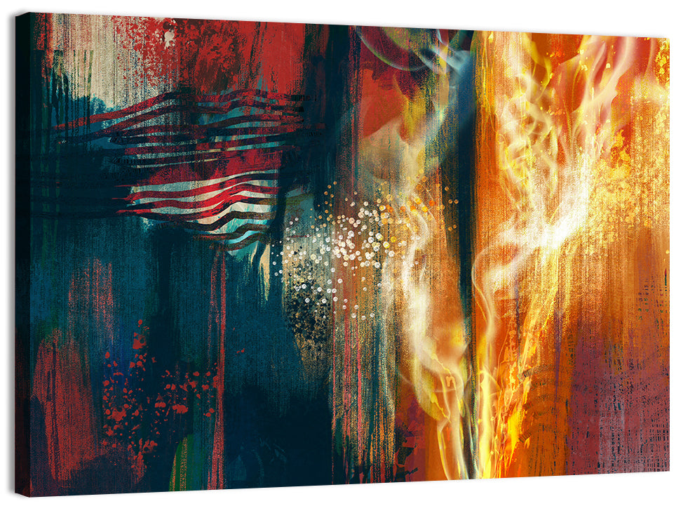 Ember and Smoke Abstract Wall Art, canvas print, landscape