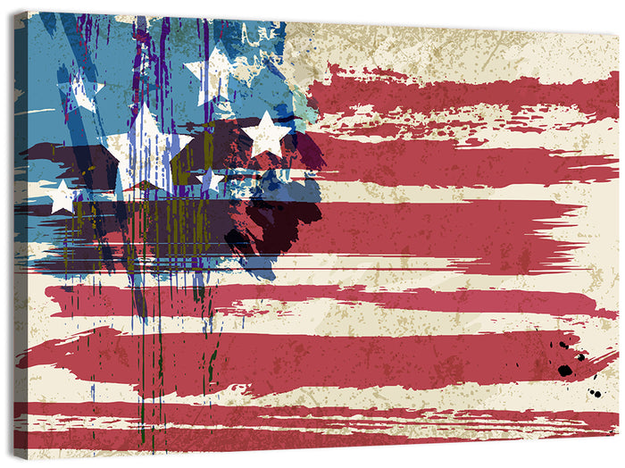 Vintage Distressed American Flag Wall Art as a canvas print