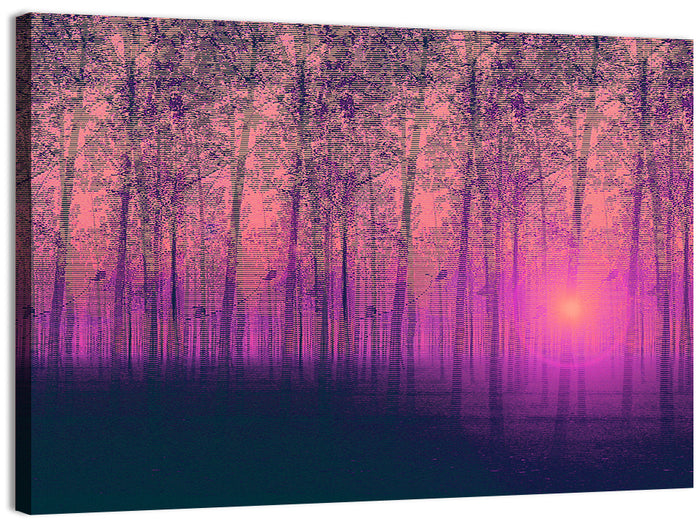 Foggy Poplar Grove Wall Art as a canvas print