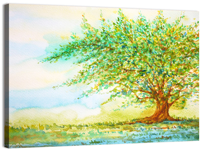 Summer Meadow Watercolor Illustration Wall Art as a canvas print