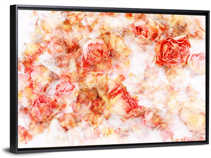 Scattered Dried Rose Petals Wall Art as a framed canvas