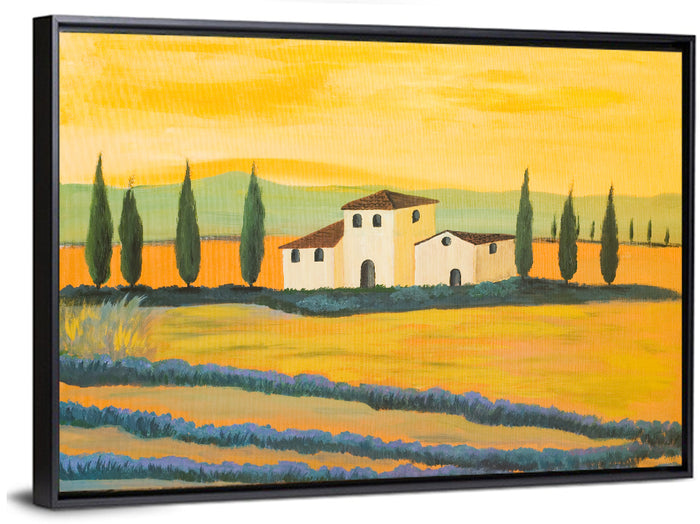 Tuscan Lavender Field Wall Art as a framed print