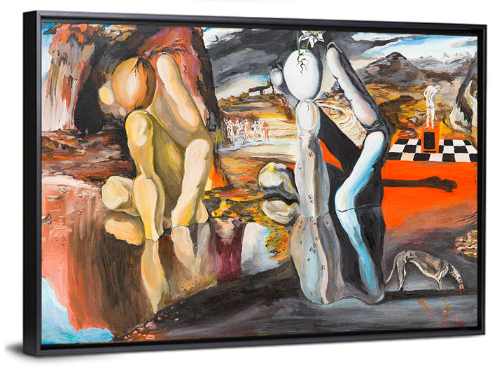 Metamorphosis of Narcissus Split Scene Wall Art as a framed canvas