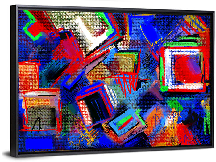 Layered Hand Drawn Composition Wall Art as a framed canvas
