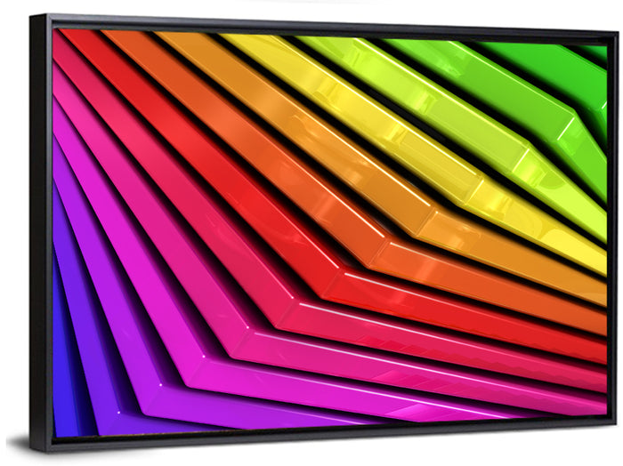 V-shape Rainbow Abstract Wall Art as a framed canvas