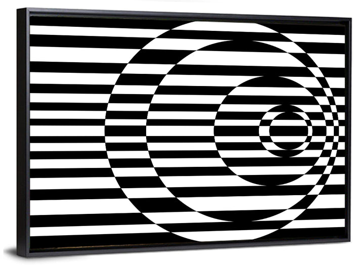 Contrasting Concentric Circles Wall Art as a framed canvas