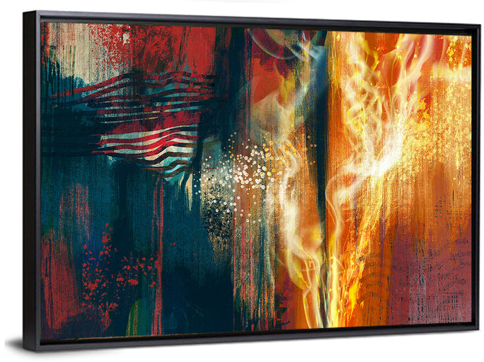 Ember and Smoke Abstract Wall Art as a framed canvas