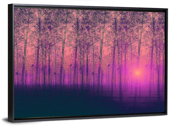 Foggy Poplar Grove Wall Art as a framed canvas