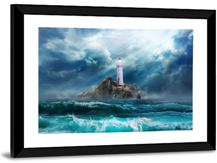 Rocky Island Lighthouse Wall Art as a framed print