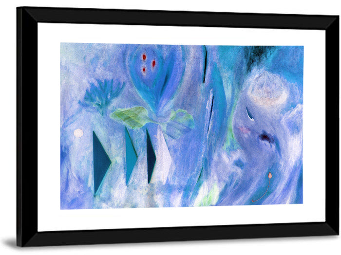 Bluish Textured Abstract Wall Art as a framed print