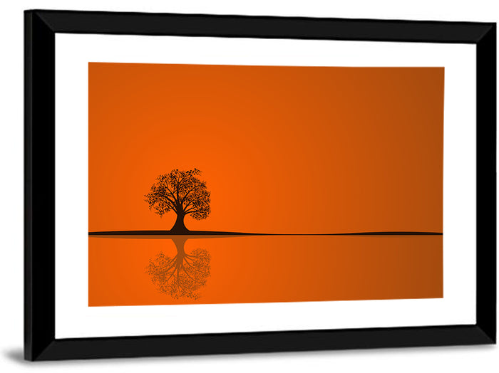 Autumn Tree Illustration Wall Art as a framed print