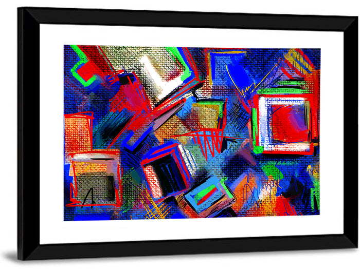 Layered Hand Drawn Composition Wall Art as a framed print
