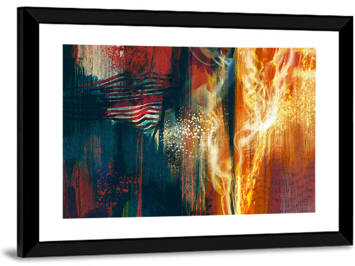 Ember and Smoke Abstract Wall Art as a framed print