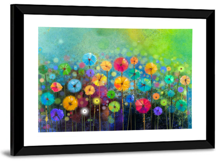 Dreamy Wildflower Watercolor Wall Art as a framed print