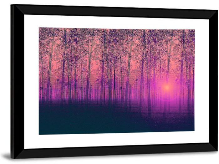 Foggy Poplar Grove Wall Art as a framed print