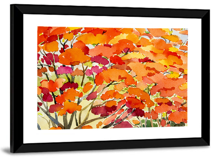 Autumn Canopy Abstract Wall Art as a framed print
