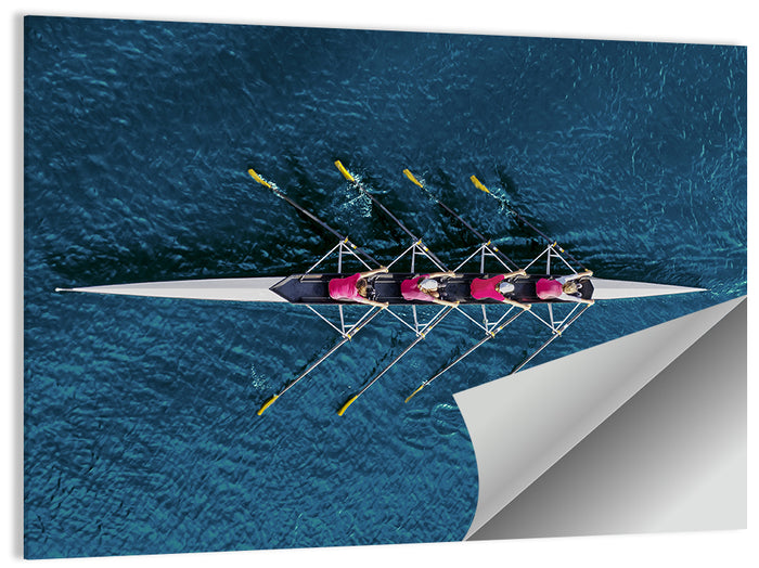 Four Rowers in Pink Shirts Wall Art as a poster print