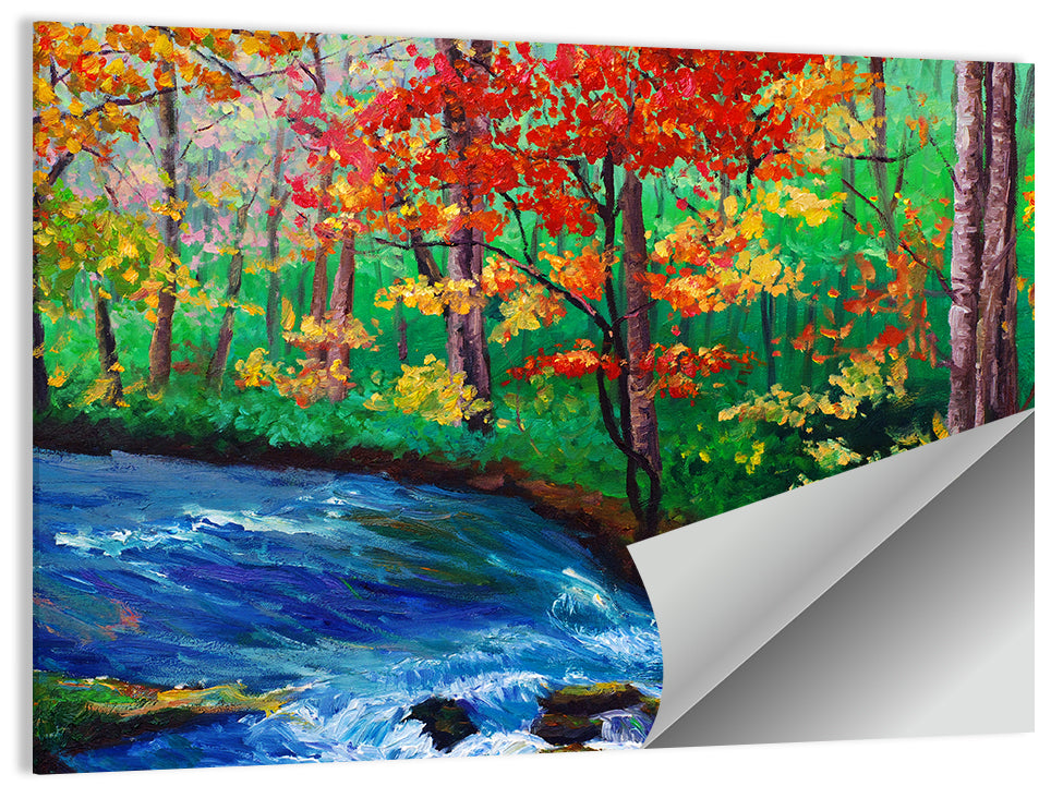 Maple Near Stream Illustration Wall Art