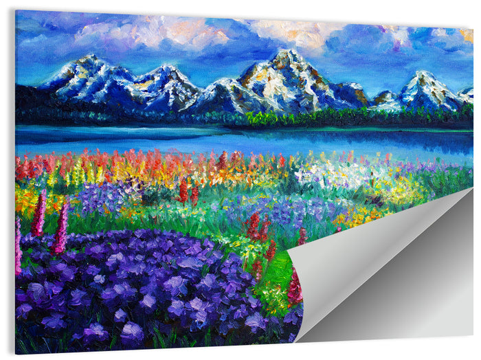 Alpine Lupine Meadow Landscape Wall Art as a poster print