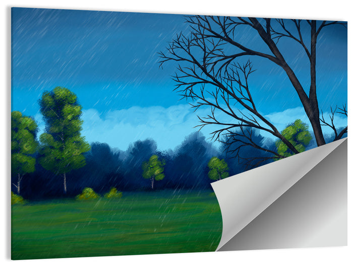 Rainy Park Meadow Wall Art as a poster print