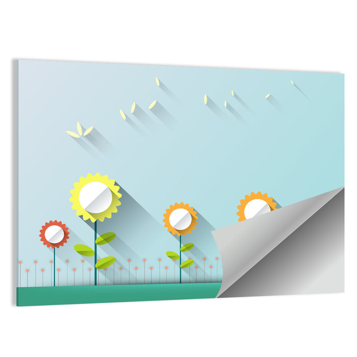 Layered Paper Flowers Illustration Wall Art as a poster print