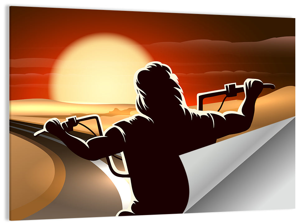 Night Rider In Desert Twilight Wall Art