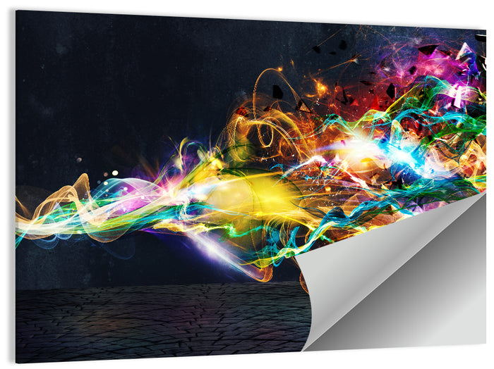Glowing Energy Ribbons Abstract Wall Art as a poster print