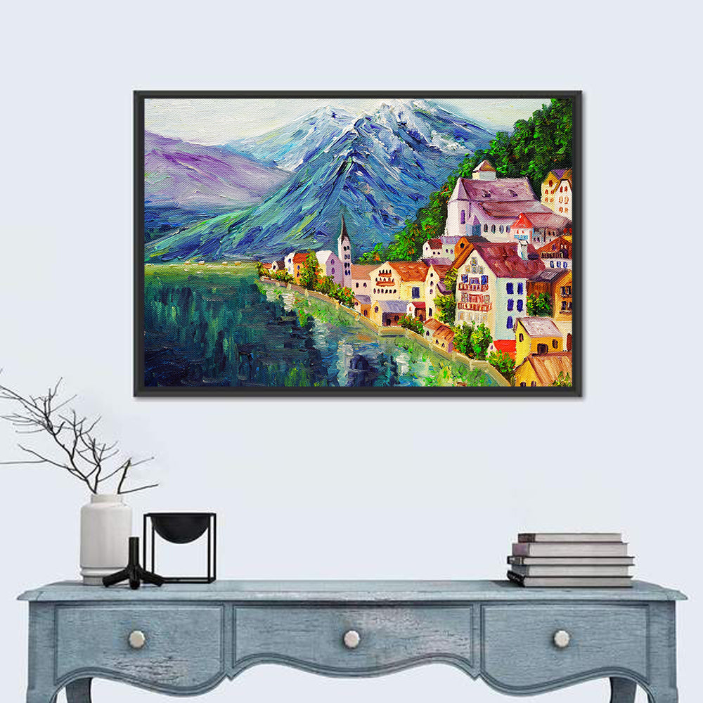 Scenic Hallstatt Illustration Wall Art