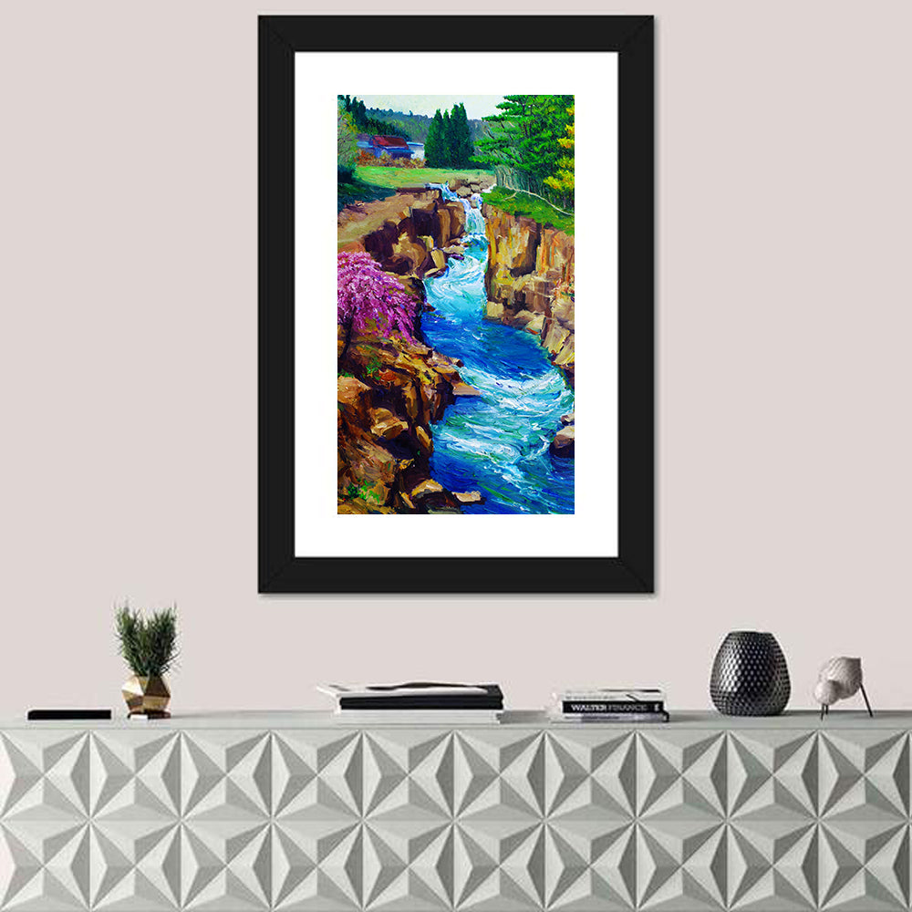 Stream Flowing Illustrtaion Wall Art