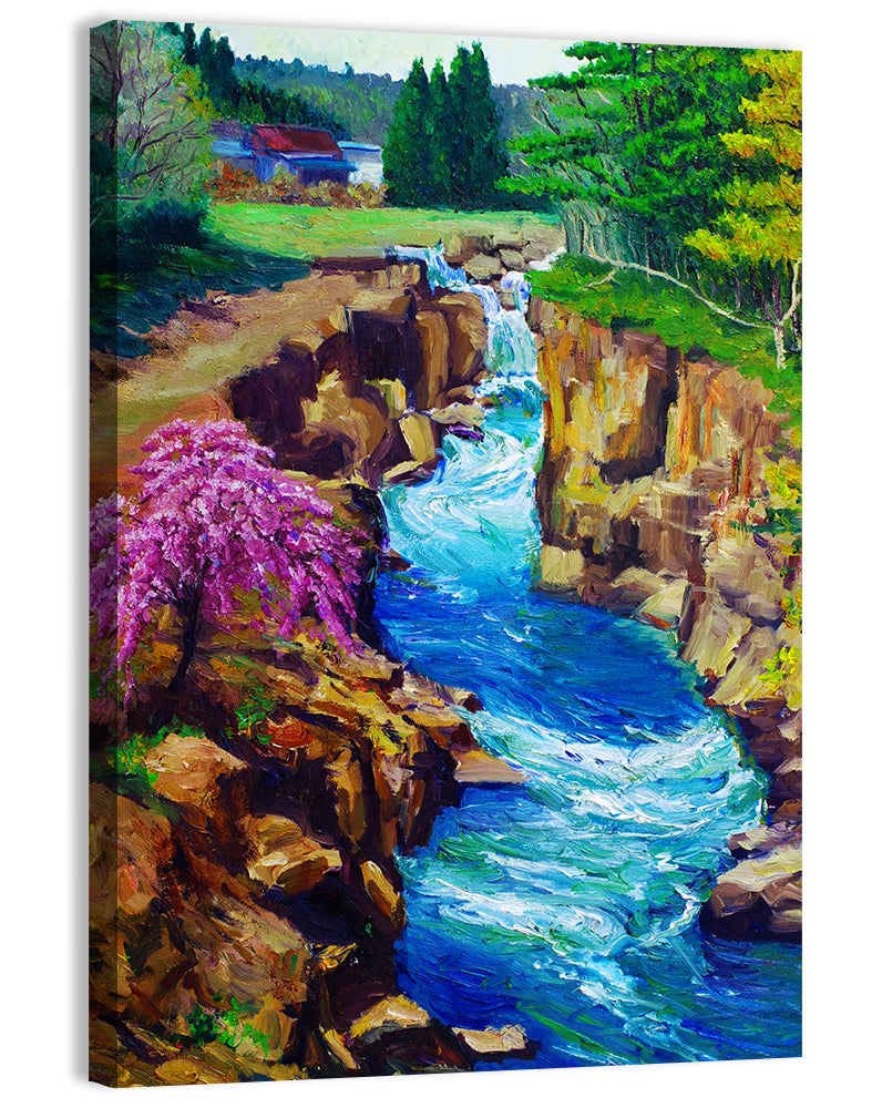 Stream Flowing Illustrtaion Wall Art