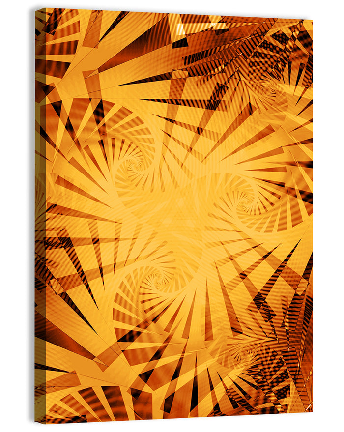Golden Tiger Stripe Vortex Wall Art as a canvas print