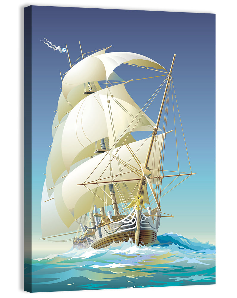 Gilded Figurehead Sailing Ship Wall Art, canvas print, portrait