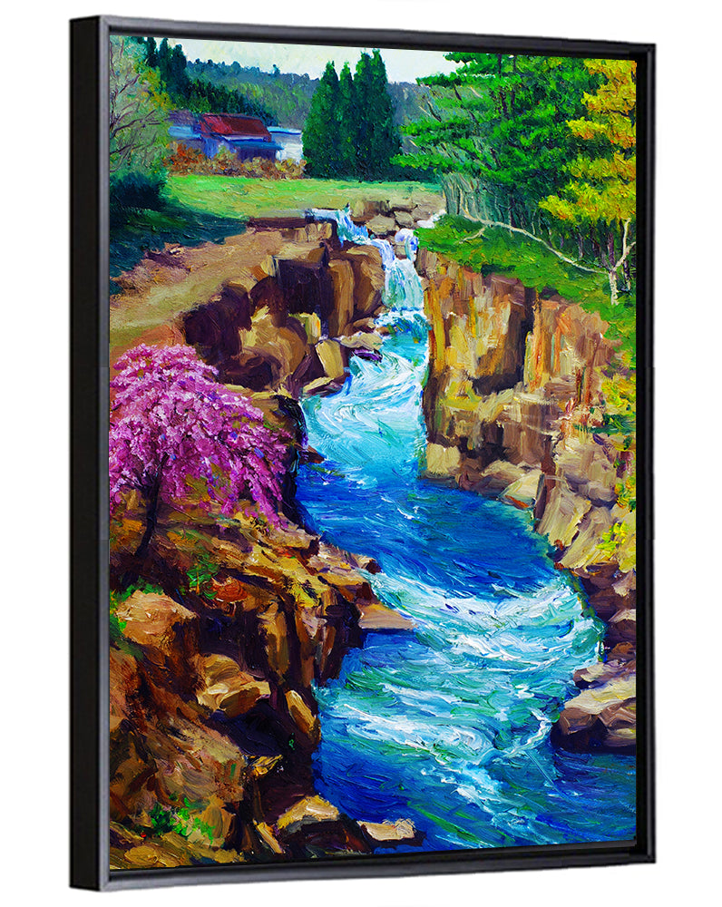 Stream Flowing Illustrtaion Wall Art