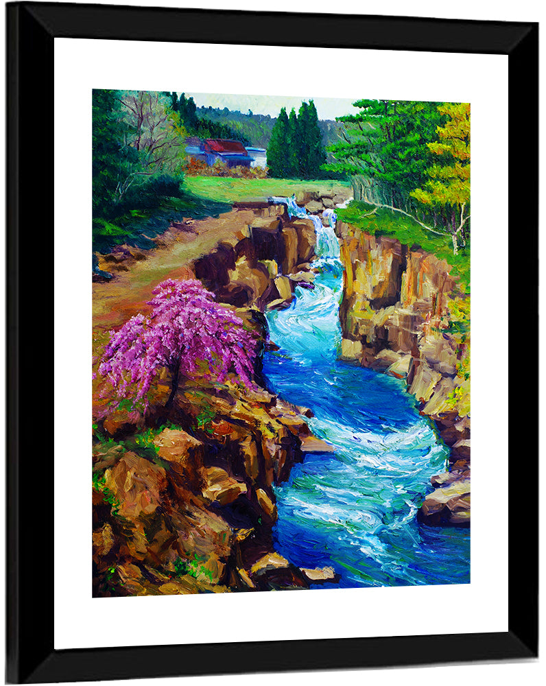 Stream Flowing Illustrtaion Wall Art